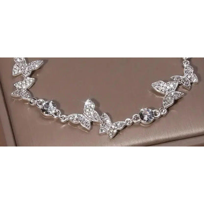 Silver Tone Crystal Butterfly Bracelet Fashion Stylish Chic Stunning Elegant NWT