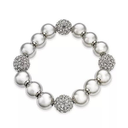 Alfani Silver Tone Pave Ball Crystal Bracelet Stunning Chic Elegant Stretch NWT