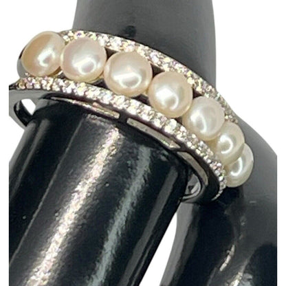 Pearl (4mm) Sterling Silver Ring Sz 7 Stunning Luxury Elegant Fashion NWT Vday