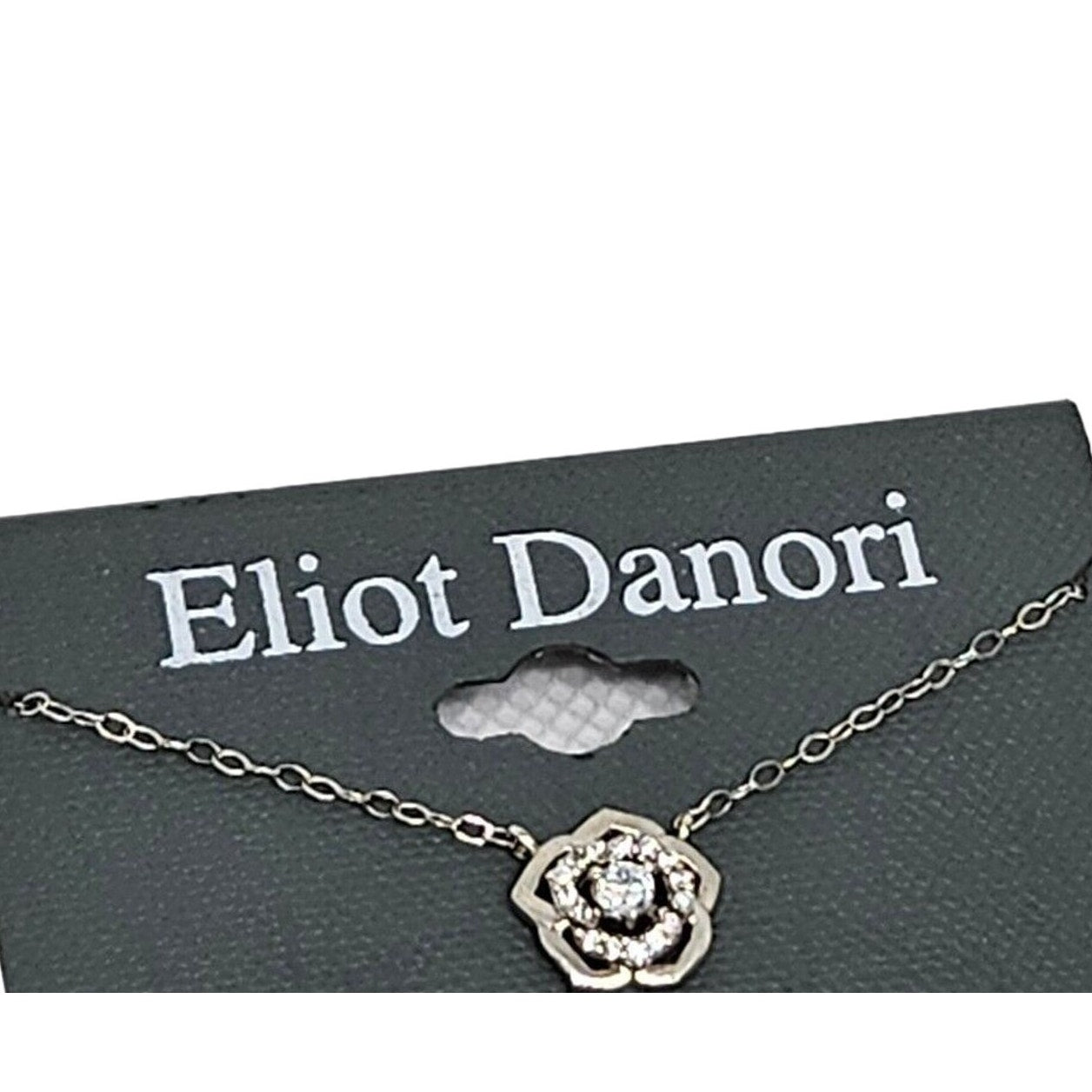 Eliot Danori Silver Tone CZ Flower Pendant Necklace Floral Trendy Stylish Dainty