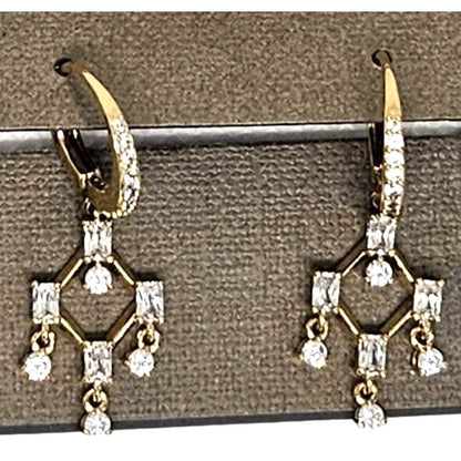 Eliot Danori Gold Plated CZ Drop Earrings Elegant Chic Stunning Trendy Fashion