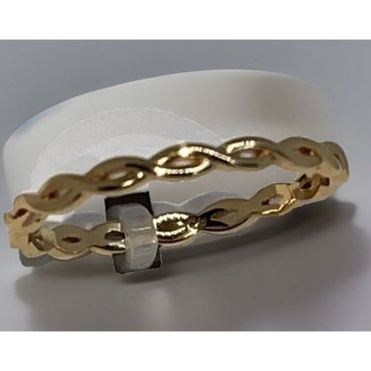 18K Gold Plated Twist Chain Link Ring (Sz 8) Style Fashion Trendy Chic Shiny NWT