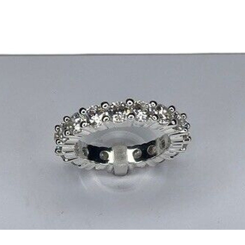 Silver Plated CZ Band Ring (Sz 6) Fashion Stylish Trendy Chic Shiny Stunning NWT