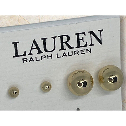 Ralph Lauren Gold Tone Ball Stud Earrings (2pc Set) Chic Elegant Trendy Fashion