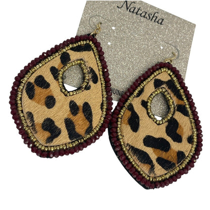 Natasha Gold Tone Animal Print Drop Earrings Chic Style Elegant Fashion Trendy