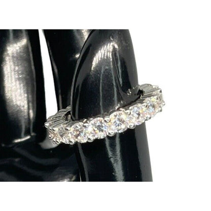 Silver Plated CZ Band Ring (Sz 6) Chic Stylish Fashion Stunning Trendy Shiny NWT