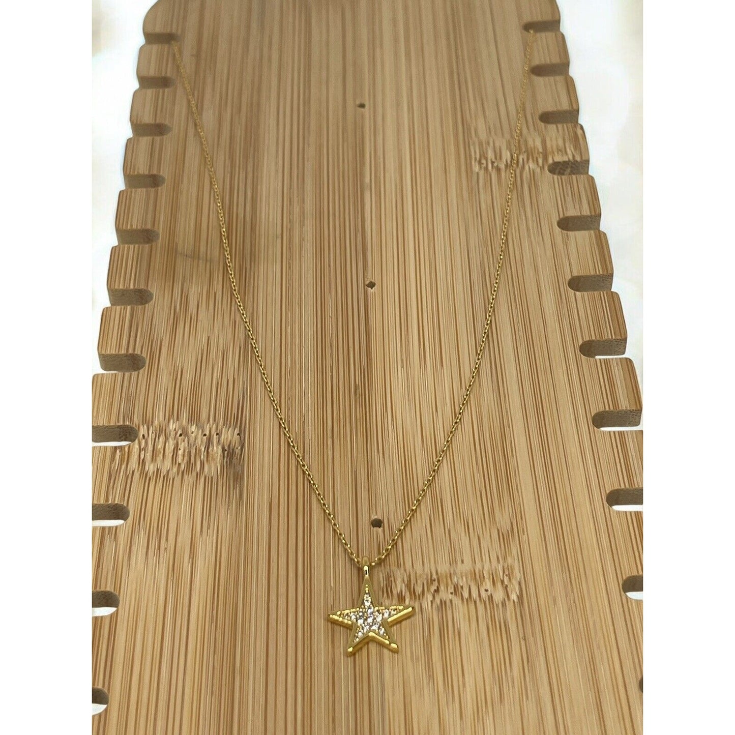 Kate Spade Gold Tone Crystal Star Pendant Necklace CZ Chic Fashion Trendy Style