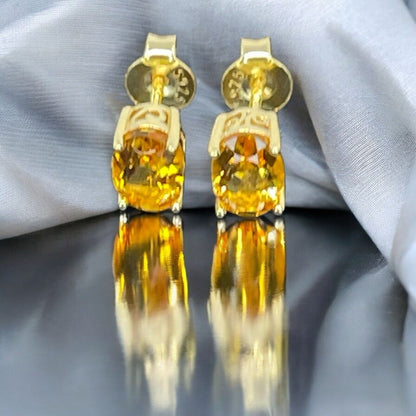 LUXY Gems Natural Citrine 18K Gold Vermeil Stud Earrings (1.4 ct.) Luxury Trendy