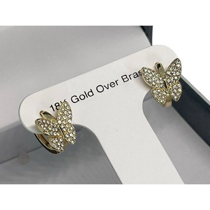 18K Gold Plate Butterfly Earrings Chic Stylish Fashion Intricate Stunning NWT