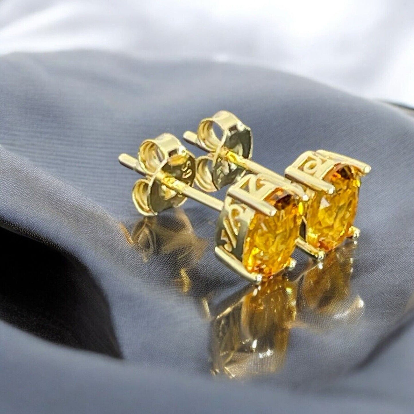 LUXY Gems Natural Citrine 18K Gold Vermeil Stud Earrings (1.4 ct.) Luxury Trendy