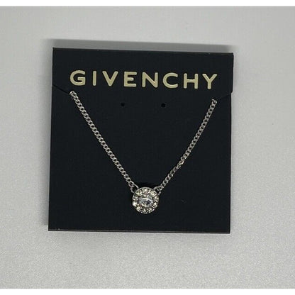 Givenchy Silver Plate CZ Necklace Stunning Luxury Chic Designer Elegant Stylish