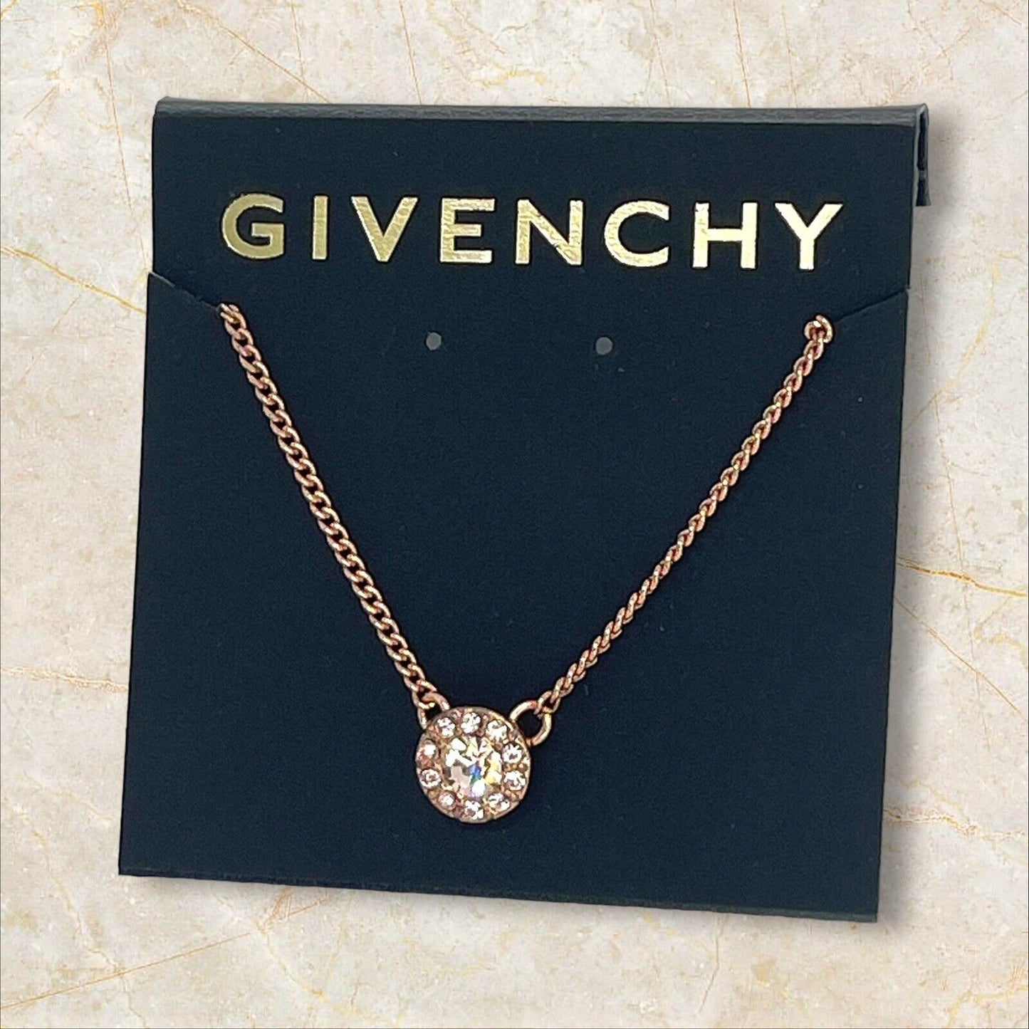 Givenchy Rose Gold Plated CZ Necklace Luxury Designer Cuban Chain Fashion Trendy