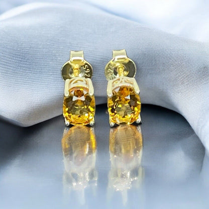 LUXY Gems Natural Citrine 18K Gold Vermeil Stud Earrings (1.4 ct.) Luxury Trendy