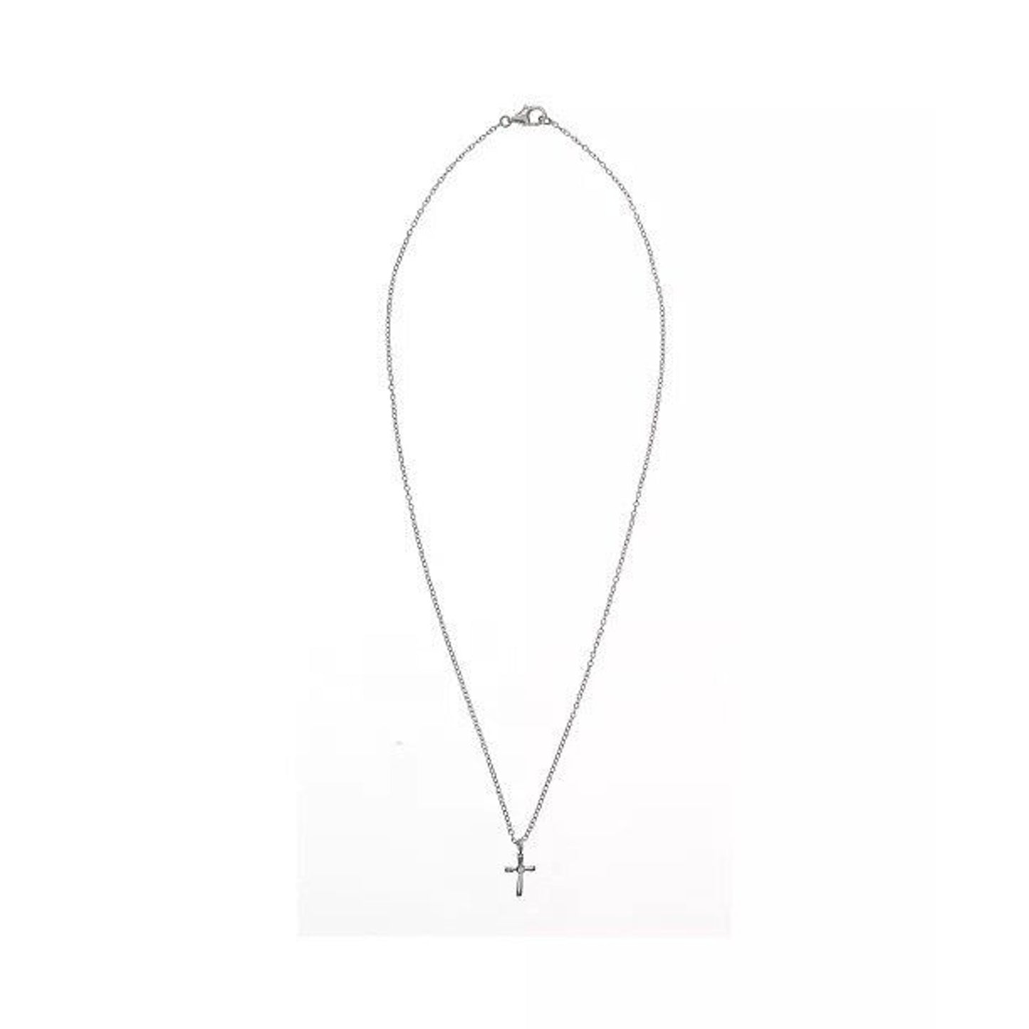 FAO Swarovski Crystal Sterling Silver Cross Necklace Chain Faith Minimal Dainty