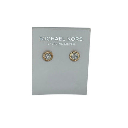 Michael Kors 14K Rose Gold Vermeil Crystal Hoop Earrings MK Logo Luxury Trendy