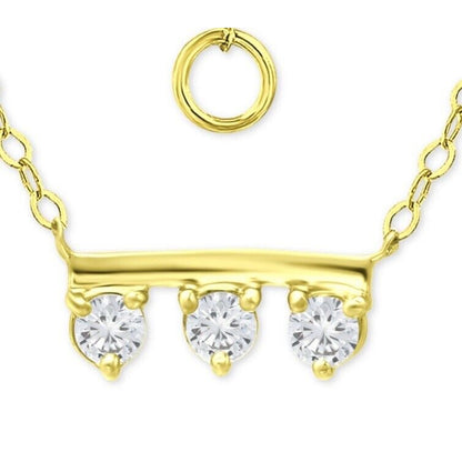 18K Gold Vermeil Triple CZ Necklace Chic Cocktail Party Elegant Fashion Stylish