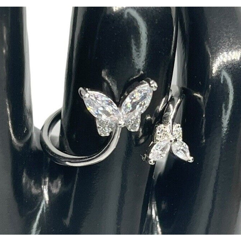 Sterling Silver Butterfly Open Band Ring (Sz 7) Stunning Chic Style Elegant NWT