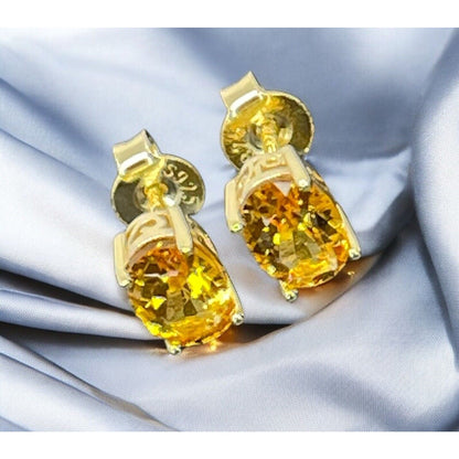 LUXY Gems Natural Citrine 18K Gold Vermeil Stud Earrings (1.4 ct.) Luxury Trendy