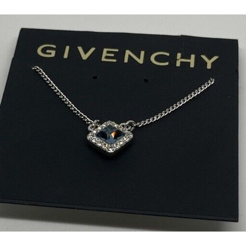 Givenchy Silver Plated CZ Necklace Luxury Chic Designer Fashion Style Trendy NWT