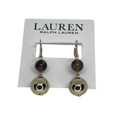 Ralph Lauren Gold Tone Tortoise Drop Earrings Elegant Stunning Style Fashion NWT