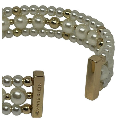 Anne Klein Gold Tone Faux Pearl Cuff Bracelet Chic Statement Trendy Fashion NWT