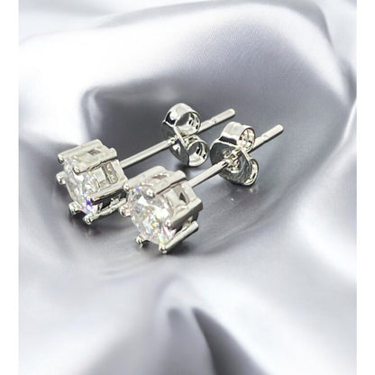 Moissanite Sterling Silver Solitaire Stud Earrings (.84 ct) Stunning Chic Trendy