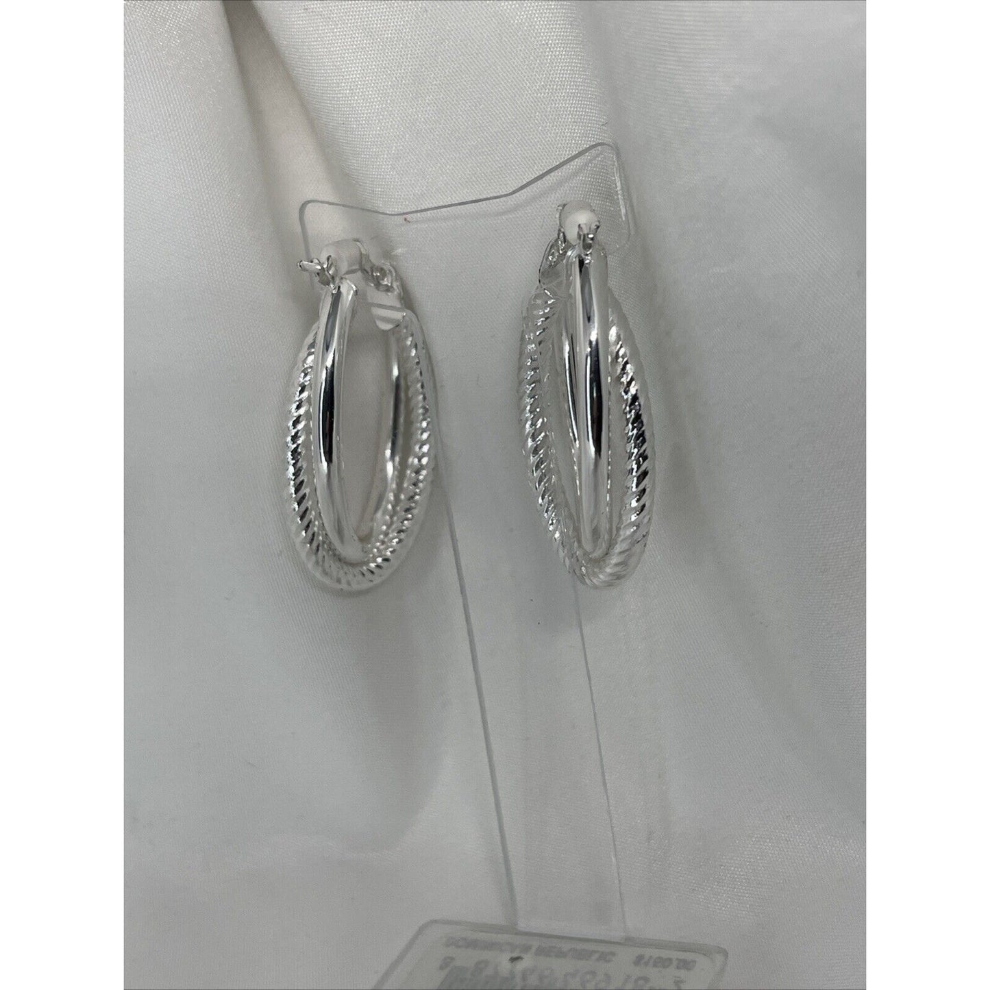 Sterling Silver Textured Twist Hoop Earrings Stunning Style Fashion Trendy Chic