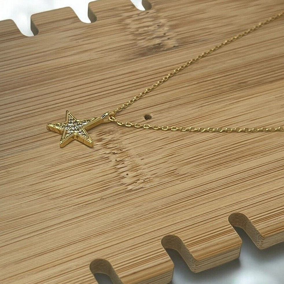 Kate Spade Gold Tone Crystal Star Pendant Necklace CZ Chic Fashion Trendy Style