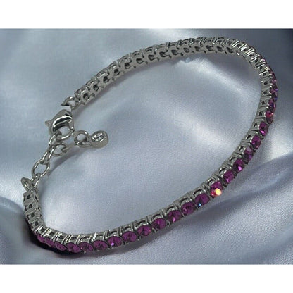 Silver Tone Crystal Flex Tennis Bracelet Fashion Stylish Trendy Shiny Chic NWT