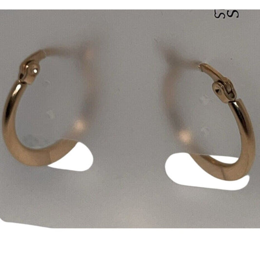 Gold Tone Stainless Steel Hoop Earrings 1" Fashion Everyday Wear Elegant Minimal