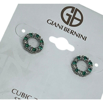 Sterling Silver Lab Quartz CZ Earrings Circle Stud Chic Trendy Fashion Stunning