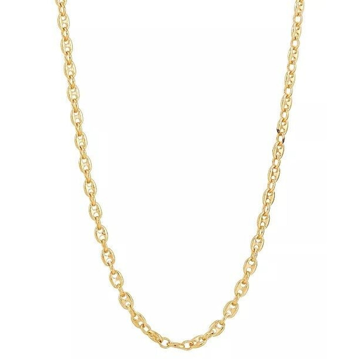 14K Gold Vermeil Tranciato Chain Necklace 18” (3mm) Elegant Stylish Fashion Chic