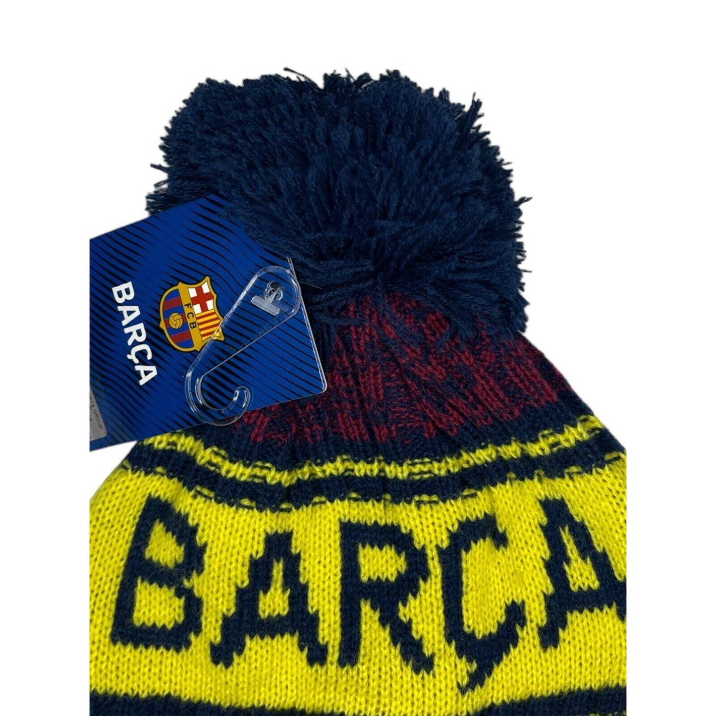 Barca FC Barcelona Beanie Hat Embroidered Badge Knit Yellow Futbol Soccer NWT