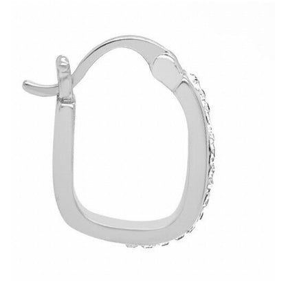 Silver Tone Hoop Earrings Set Women's Chic Crystal Elegant Trendy Fashion NWT