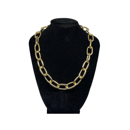 18K Gold Plated Wide Chain Necklace Statement Chic Trendy Fashion Stunning Bling