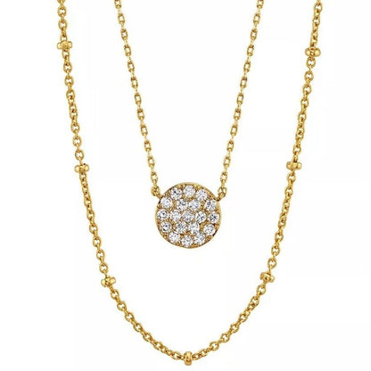 Unwritten Gold Plated Disc Pendant Necklace CZ Style Elegant Fashion Chic Trendy