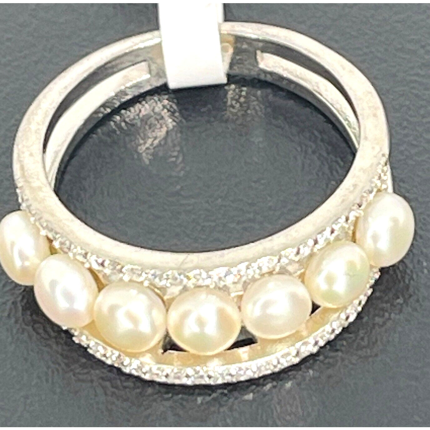 Pearl (4mm) Sterling Silver Ring Sz 7 Stunning Luxury Elegant Fashion NWT Vday