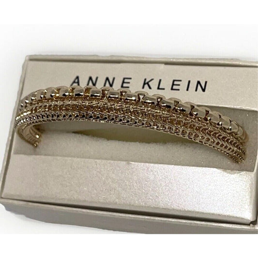 Anne Klein Gold Tone Bangle Bracelet (2pc Set) Trendy Style Stacking Elegant NWT