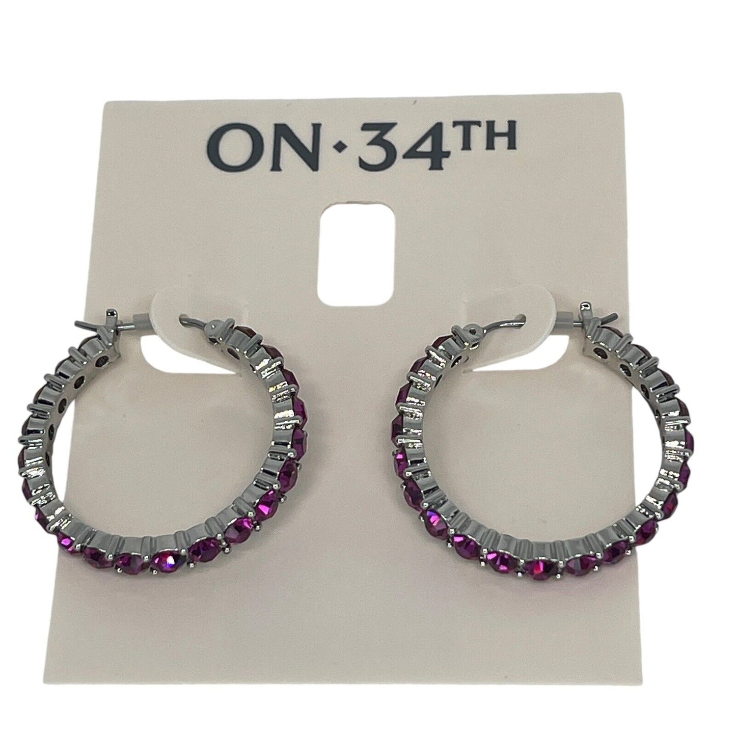 Silver Tone Crystal Hoop Earrings Elegant Chic Style Fashion Stunning Style NWT