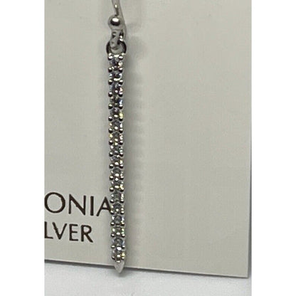 Sterling Silver Textured CZ Drop Earrings Chic Stylish Fashion Elegant Cocktail