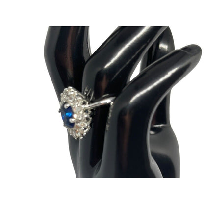 Silver Plated Flower CZ Ring (Sz 7) Chic Fashion Elegant Floral Intricate Trendy