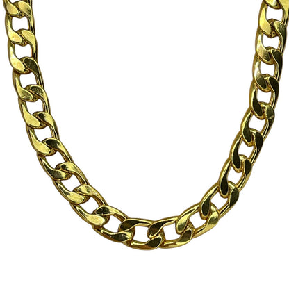 Thick Gold Plate Cuban Chain Necklace Mens 28” (8mm) Bling Flashy Everyday Wear