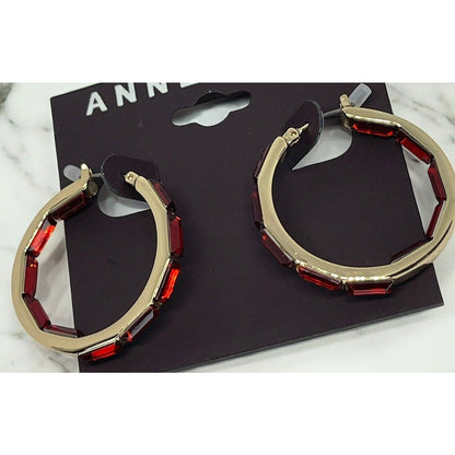 Anne Klein Gold Tone Crystal Hoop Earrings Elegant Fashion Style Chic Stunning