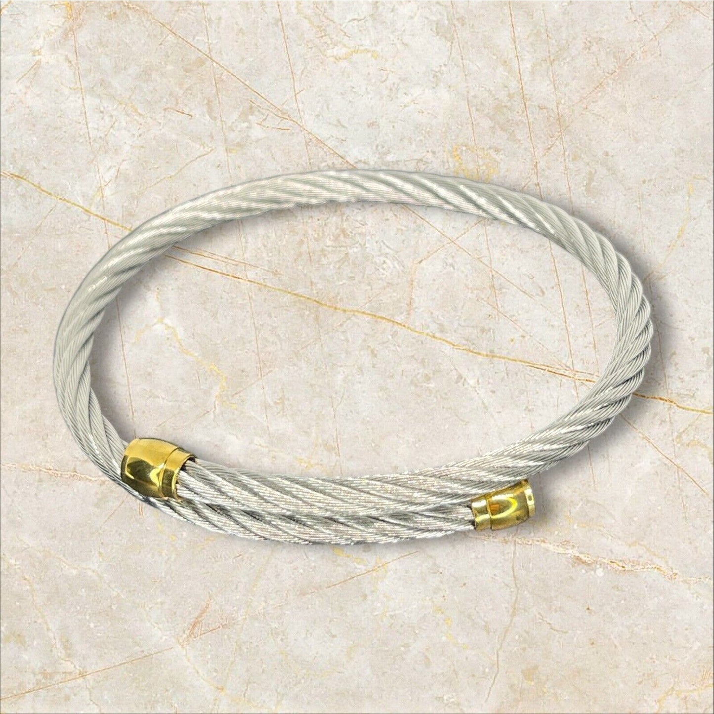 Charriol Two Tone Cable Bypass Bracelet Stainless Steel Luxury Designer Elegant