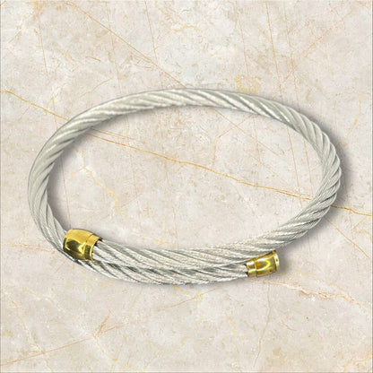 Charriol Two Tone Cable Bypass Bracelet Stainless Steel Luxury Designer Elegant