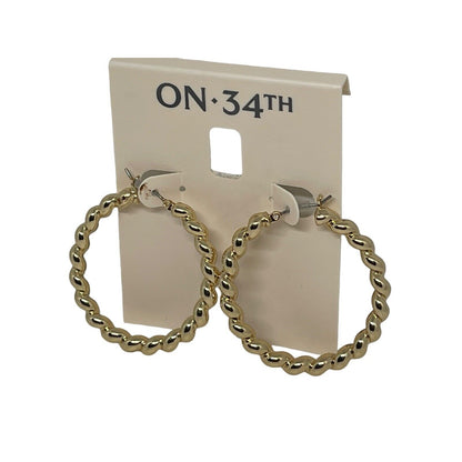 Gold Tone Twisted Hoop Earrings Stunning Trendy Chic Shiny Stylish Fashion NWT