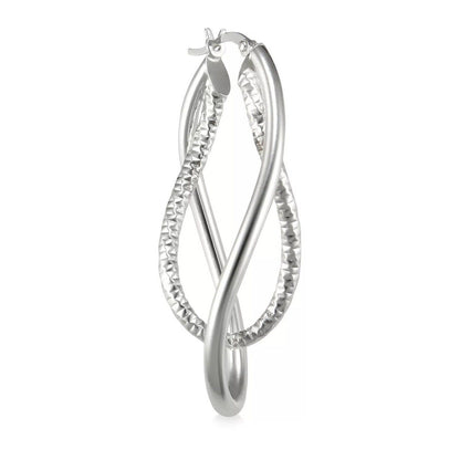 Sterling Silver Textured Twist Hoop Earrings Chic Trendy Fashion Intricate Style