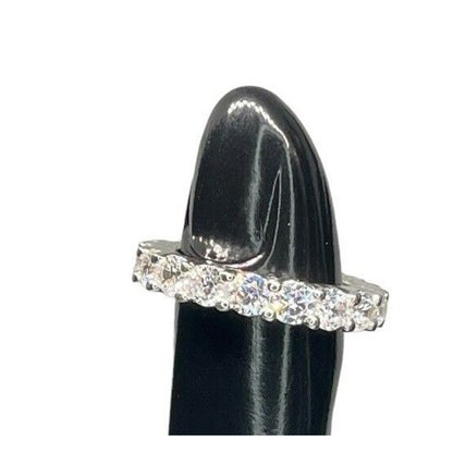 Silver Plated CZ Band Ring (Sz 7) Chic Stylish Trendy Fashion Elegant Stunning