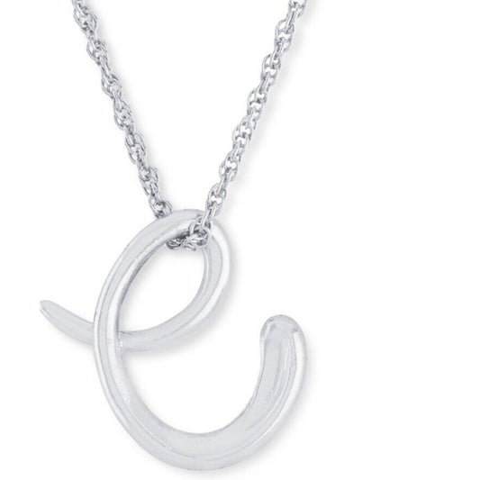 Sterling Silver 'E' Initial Pendant Necklace Style Chic Elegant Fashion Minimal