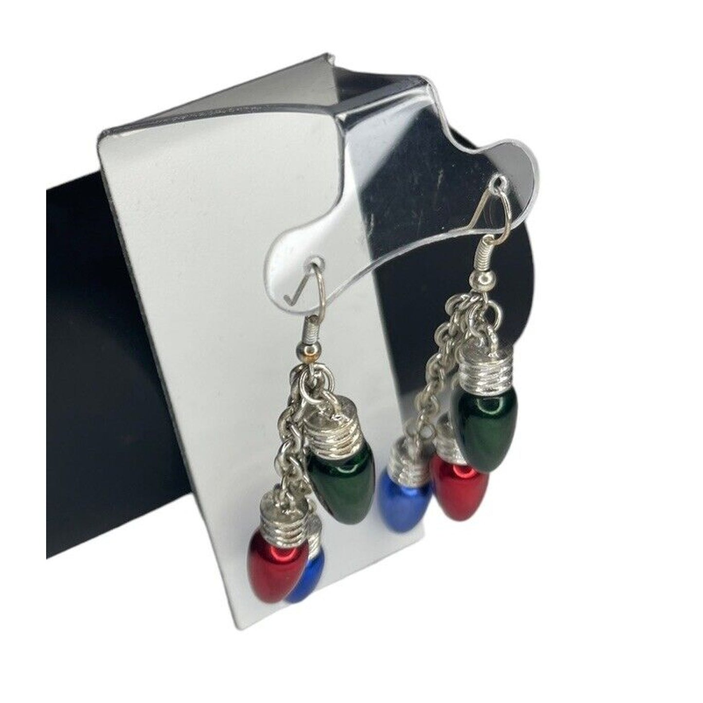 Silver Tone Xmas Ornament Drop Earrings Christmas Holiday Chic Elegant Fashion